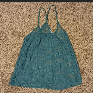 Charlotte Russe see through turquoise tank top with razorback